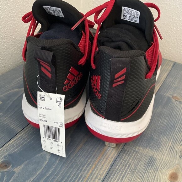 Adidas Icon V Metal Baseball Cleats Black Red - Men’s Size 14 (Z5) - Picture 4 of 6